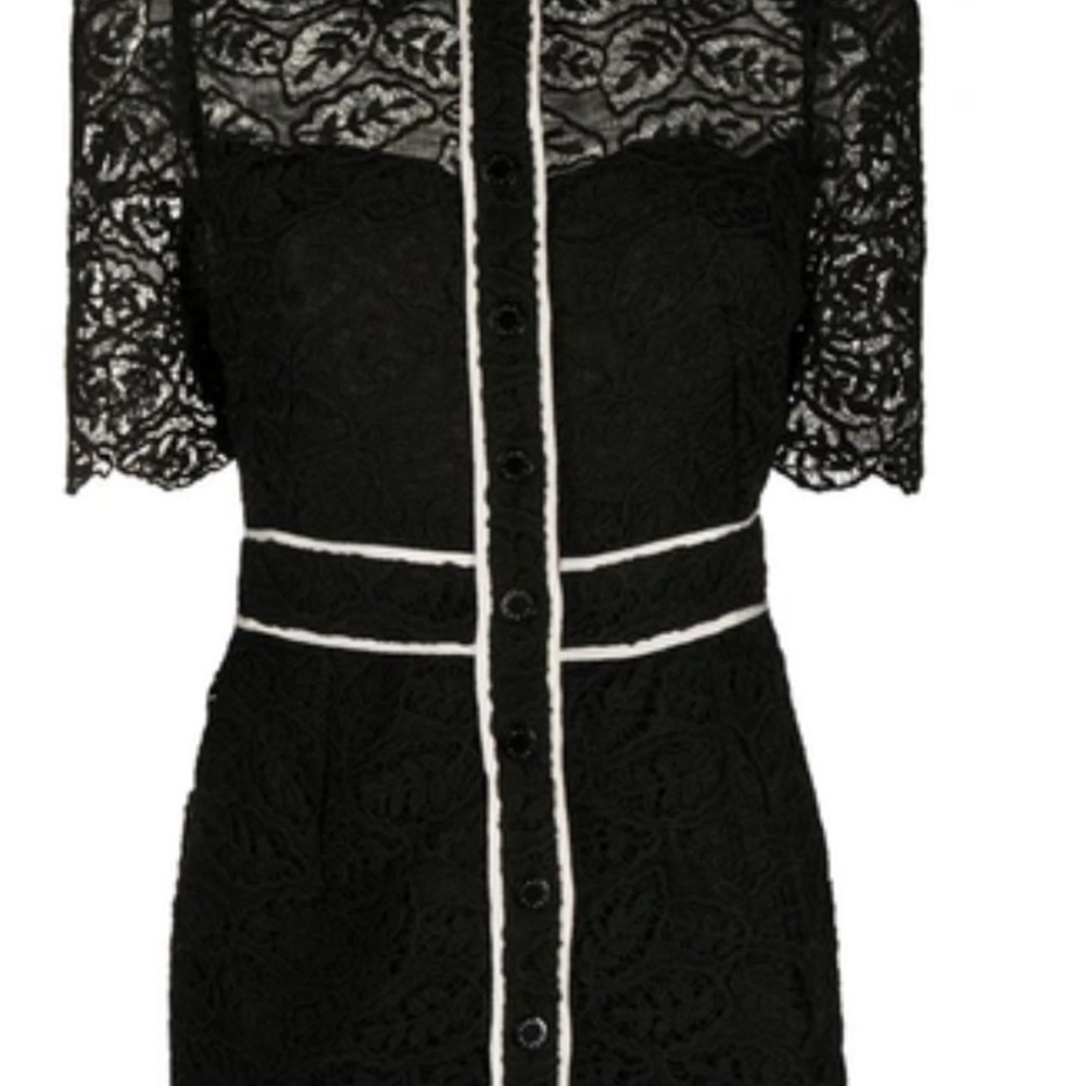 Sandro Paris  Lace Dress with White Trim